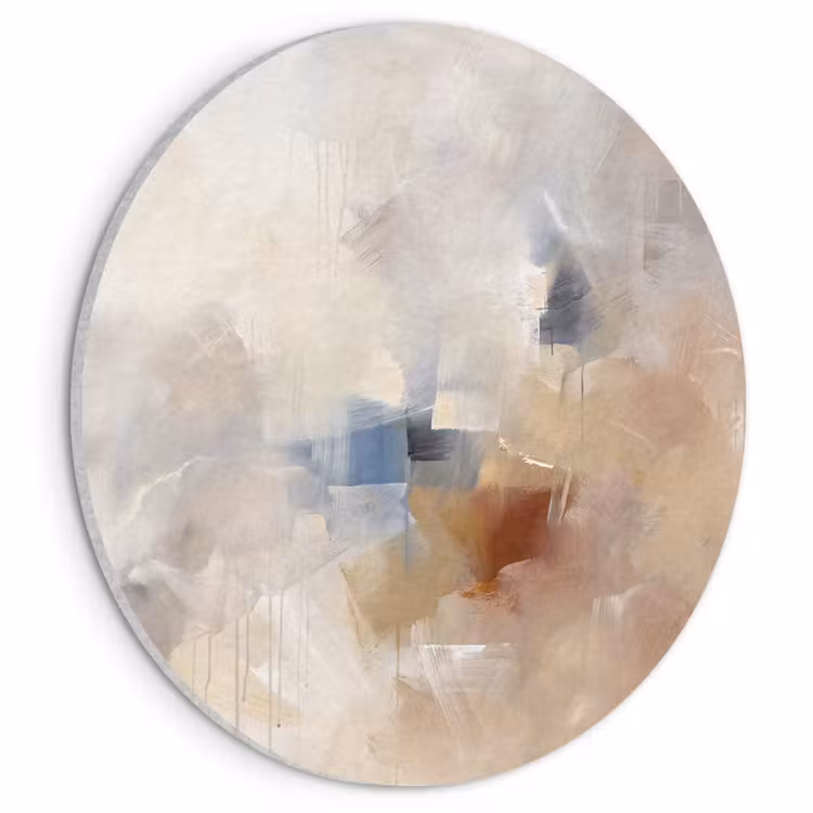 Akoestisch schilderij rond - Abstract - Borstelstreken - Modern - Beige - Kunst — 1