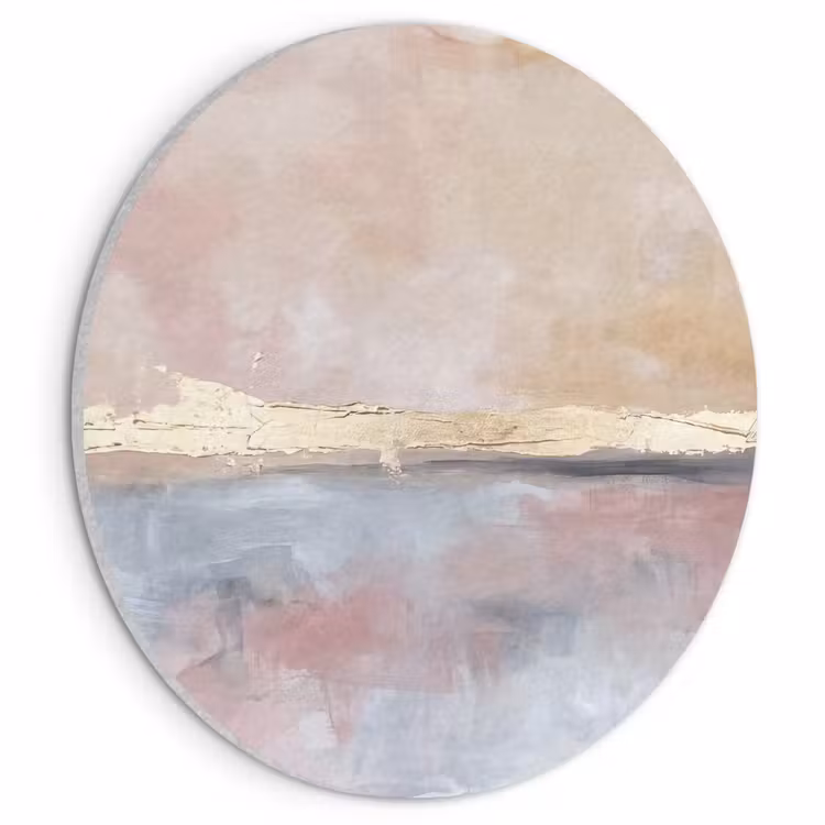 Akoestisch schilderij rond - Abstract - Horizontaal - Kunst - Roze - Goud — 1