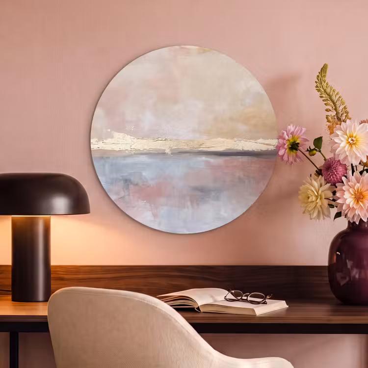 Akoestisch schilderij rond - Abstract - Horizontaal - Kunst - Roze - Goud — 2