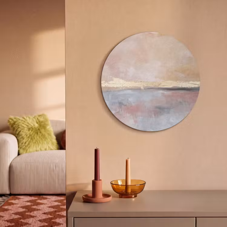 Akoestisch schilderij rond - Abstract - Horizontaal - Kunst - Roze - Goud — 3