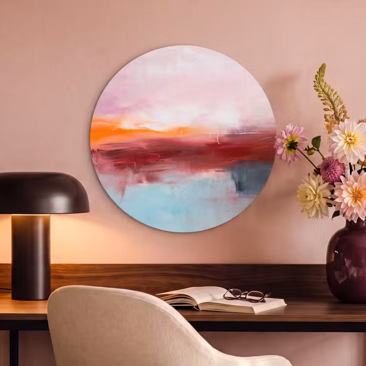 Akoestisch schilderij rond - Abstract - Kleuren - Modern - Kunst - Roze — 2