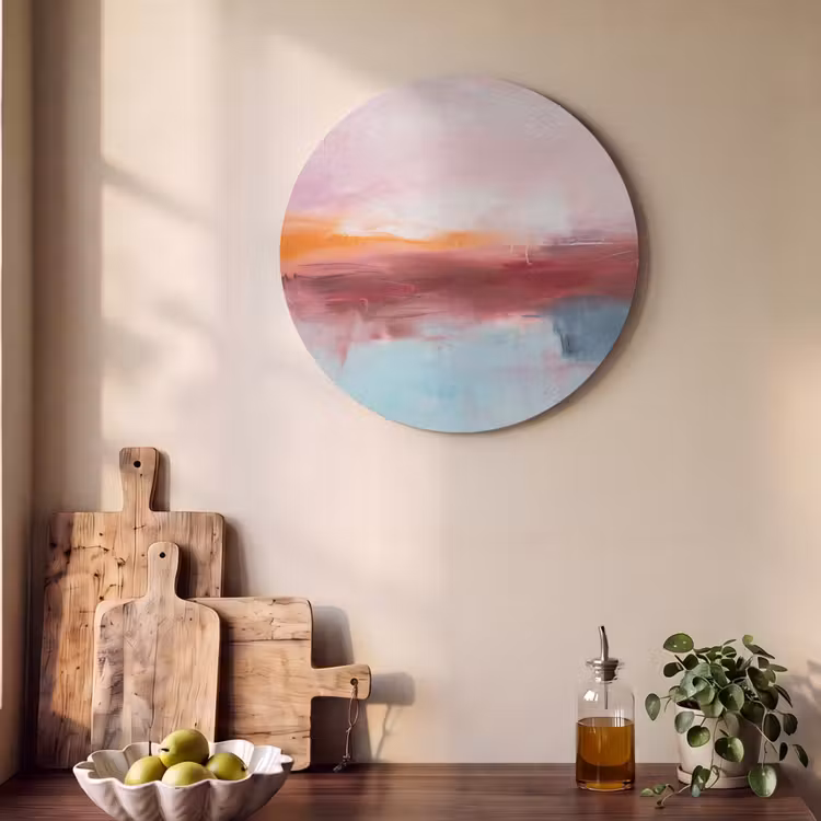 Akoestisch schilderij rond - Abstract - Kleuren - Modern - Kunst - Roze — 4