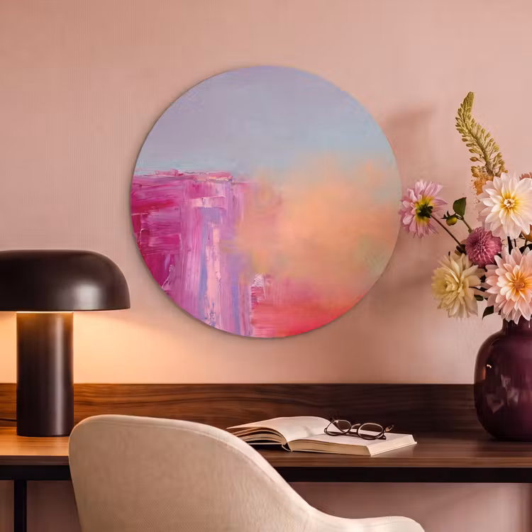 Akoestisch schilderij rond - Abstract - Kleuren - Modern - Roze — 2