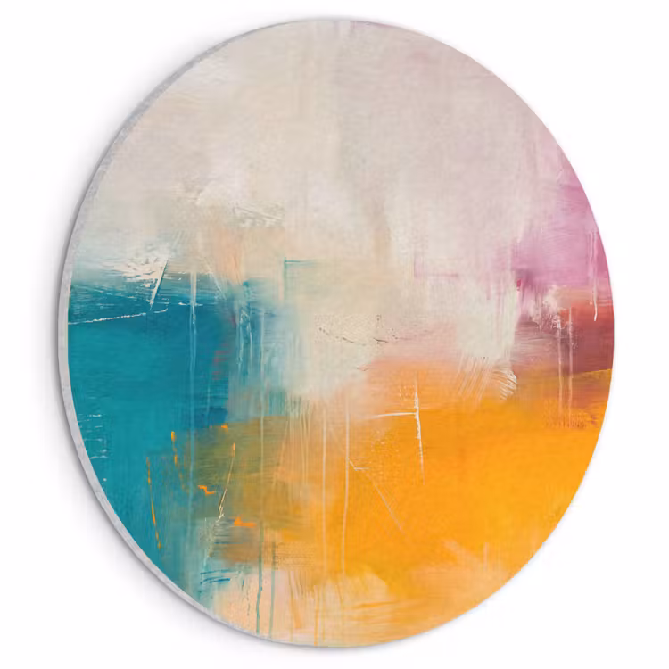 Akoestisch schilderij rond - Abstract - Kleurrijk - Modern - Kunst - Oranje — 1