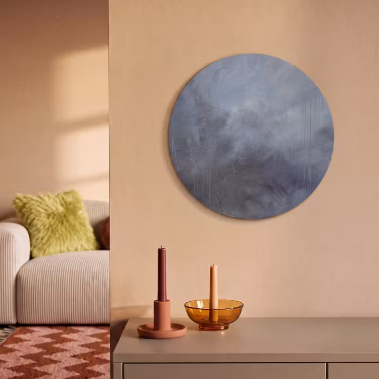 Akoestisch schilderij rond - Abstract - Kwaststreken - Modern - Kunst - Grijs — 3