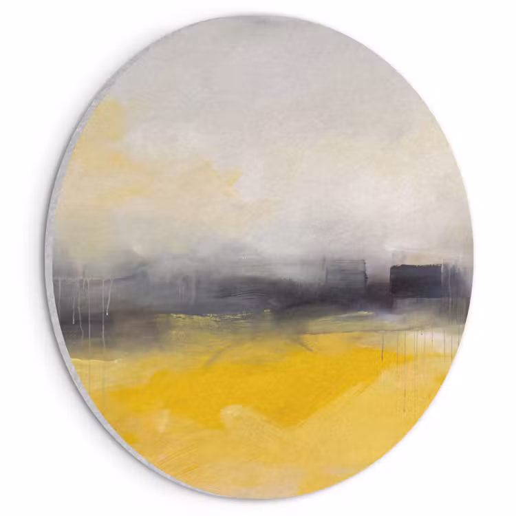 Akoestisch schilderij rond - Abstract - Landschap - Modern - Geel — 1