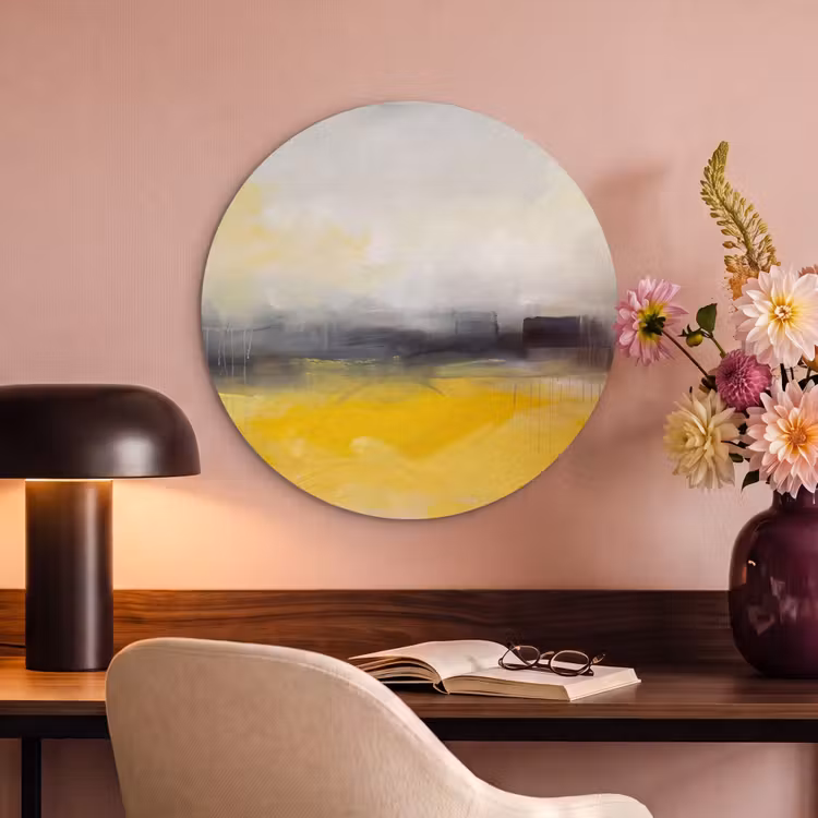 Akoestisch schilderij rond - Abstract - Landschap - Modern - Geel — 2
