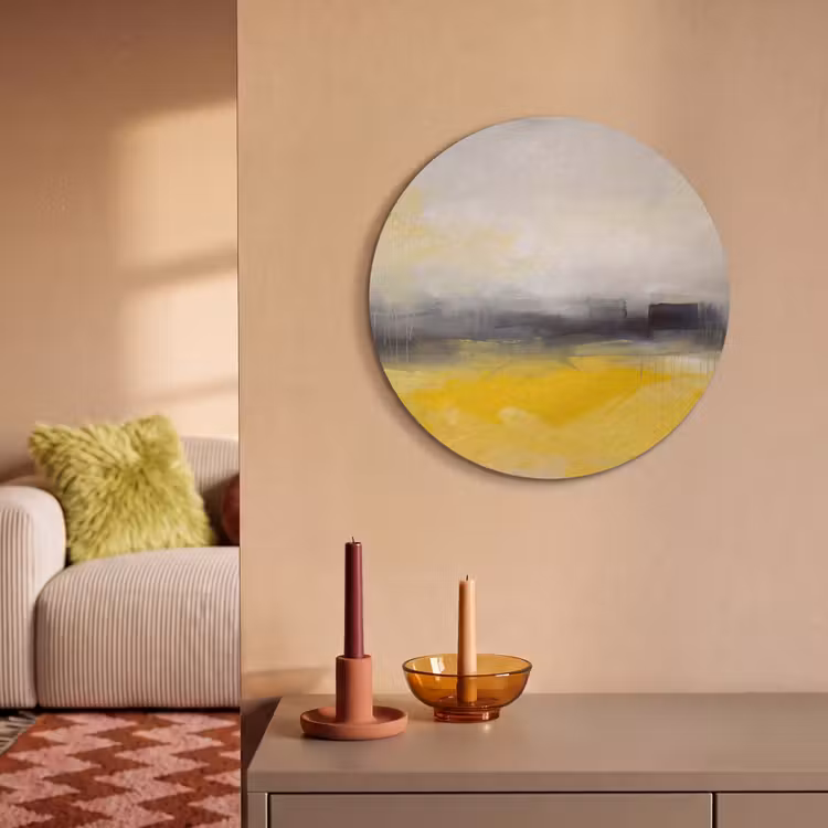 Akoestisch schilderij rond - Abstract - Landschap - Modern - Geel — 3