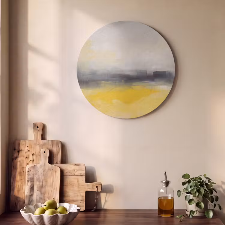Akoestisch schilderij rond - Abstract - Landschap - Modern - Geel — 4