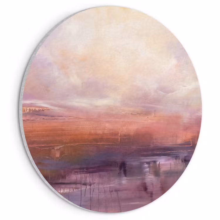 Akoestisch schilderij rond - Abstract - Landschap - Modern - Paars - Oranje — 1