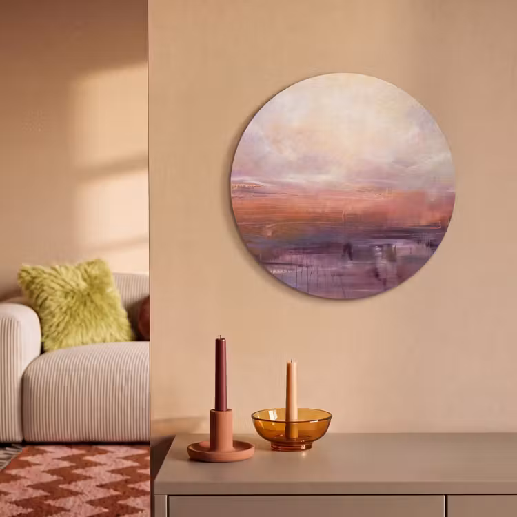 Akoestisch schilderij rond - Abstract - Landschap - Modern - Paars - Oranje — 3