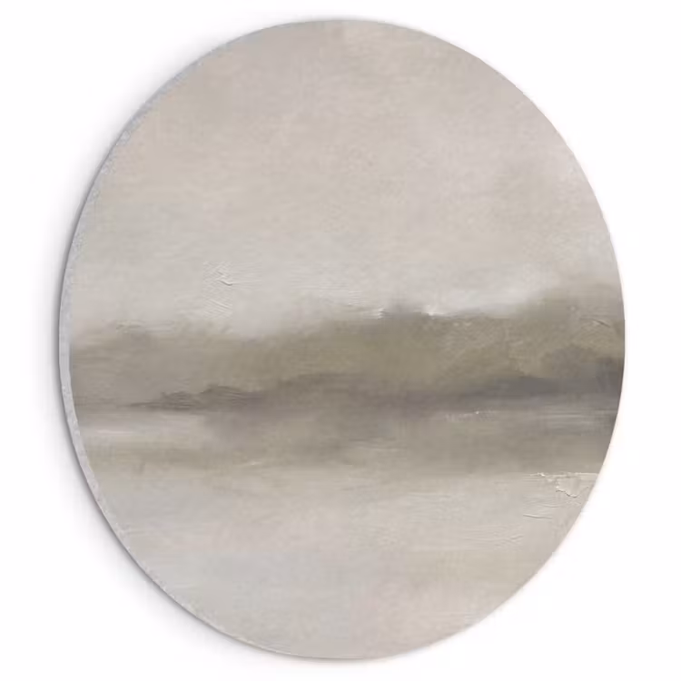 Akoestisch schilderij rond - Abstract - Landschap - Nevel - Modern - Grijs — 1