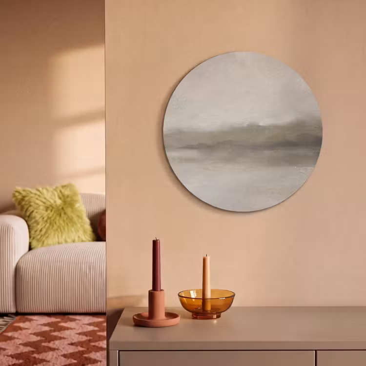 Akoestisch schilderij rond - Abstract - Landschap - Nevel - Modern - Grijs — 3