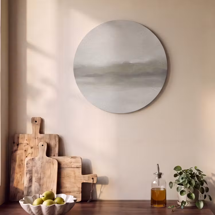 Akoestisch schilderij rond - Abstract - Landschap - Nevel - Modern - Grijs — 4