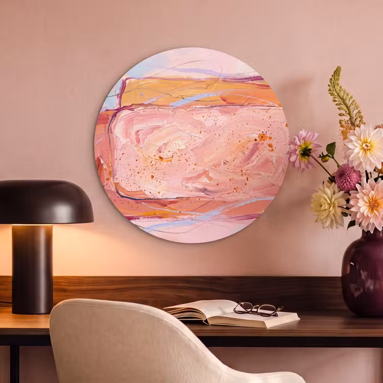 Akoestisch schilderij rond - Abstract - Vormen - Modern - Roze — 2
