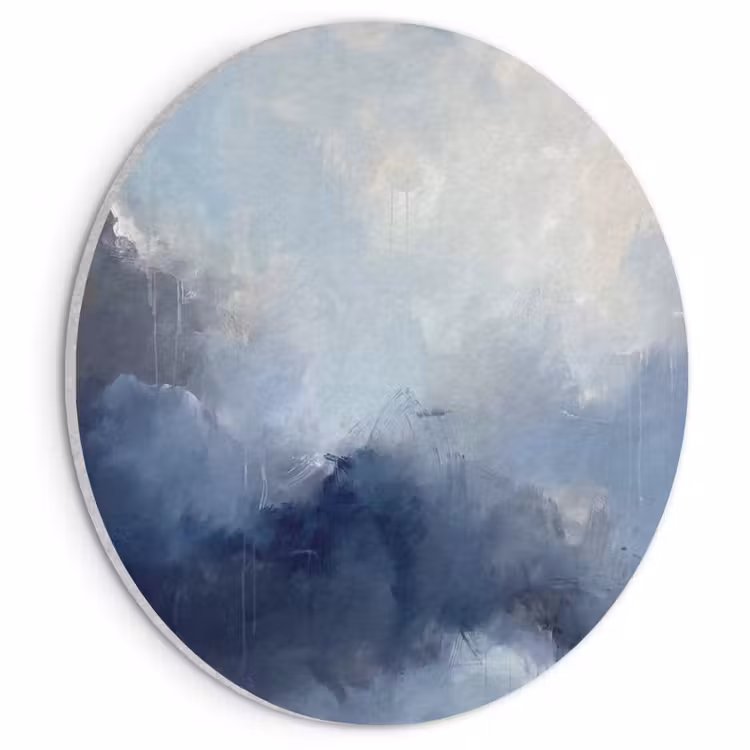 Akoestisch schilderij rond - Abstract - Wolken - Modern - Blauw - Kunst — 1