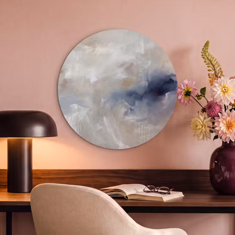 Akoestisch schilderij rond - Abstract - Wolken - Sfeer - Modern - Beige — 2