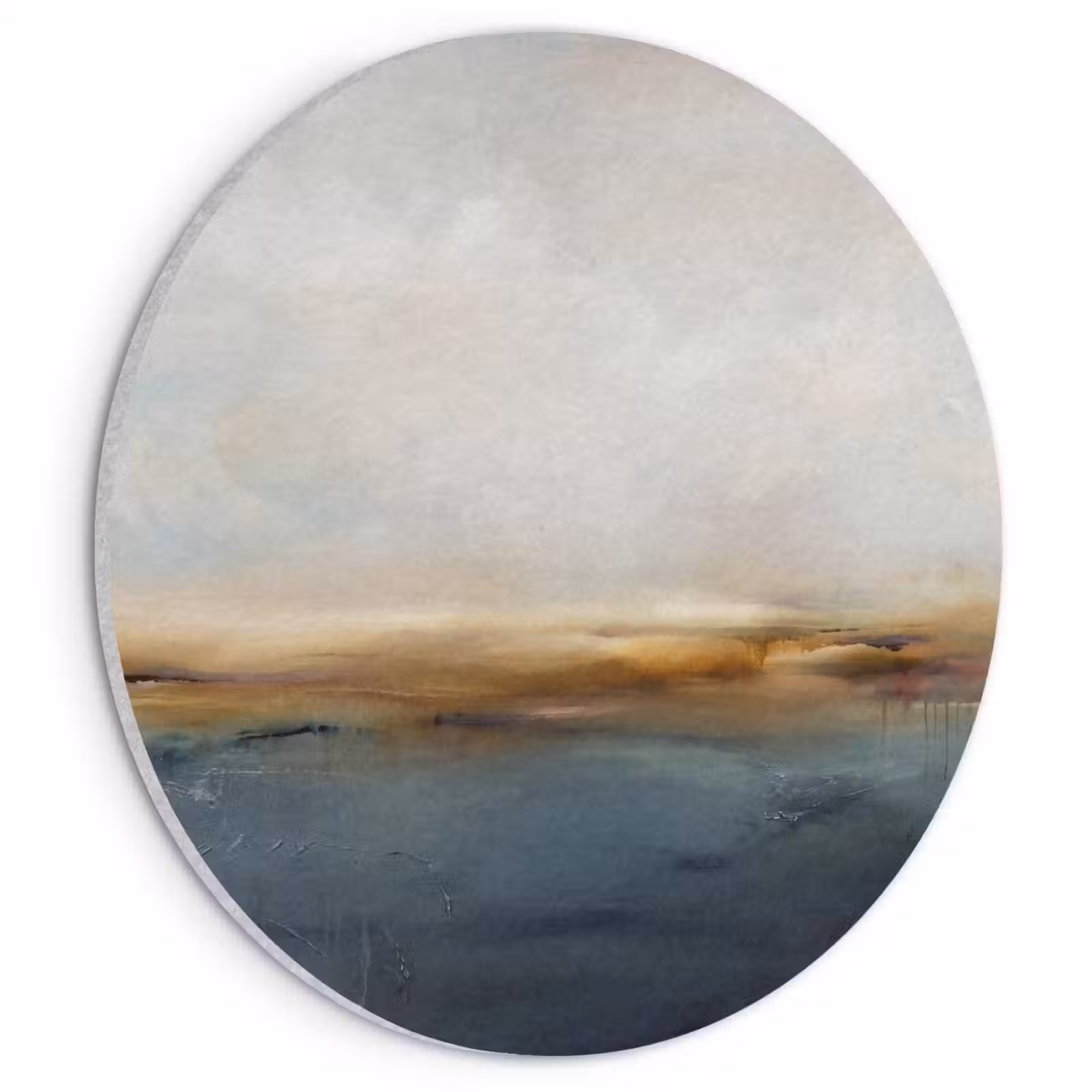 Akoestisch schilderij rond - Abstract - Horizon - Water - Modern - Beige — 1