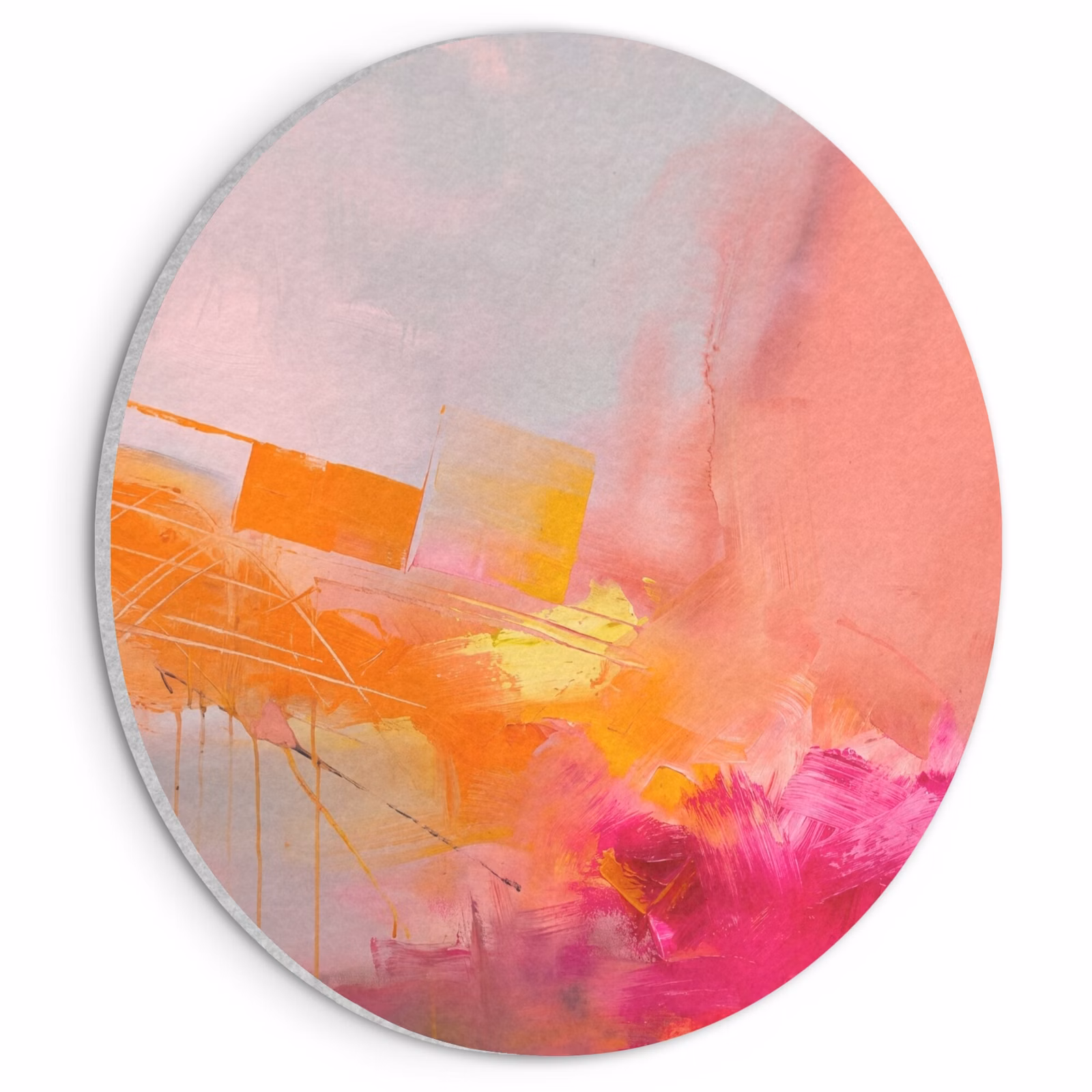 Akoestisch schilderij rond - Abstract - Kleurrijk - Modern - Roze — 1