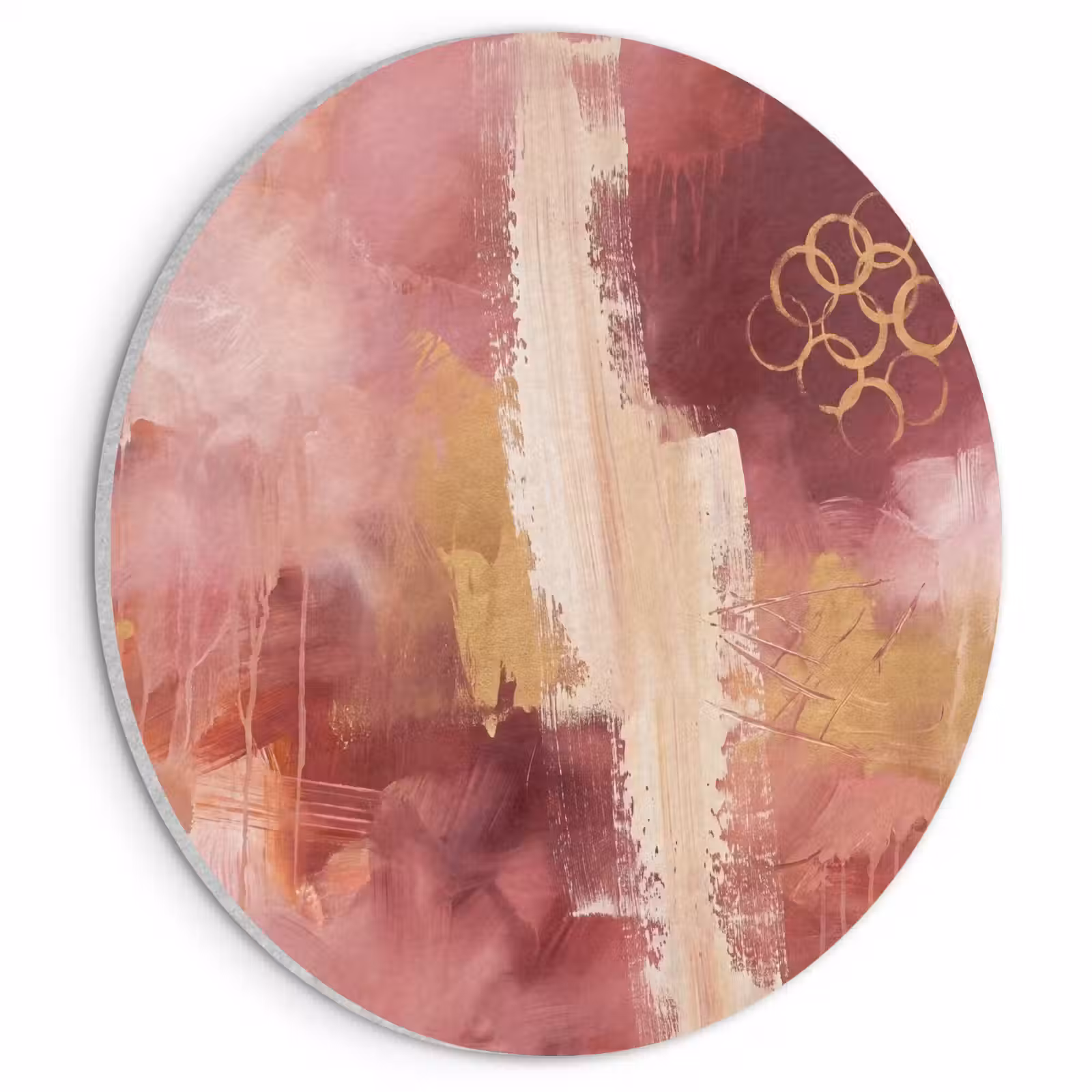 Akoestisch schilderij rond - Abstract - Rood - Goud - Modern - Kunst — 1