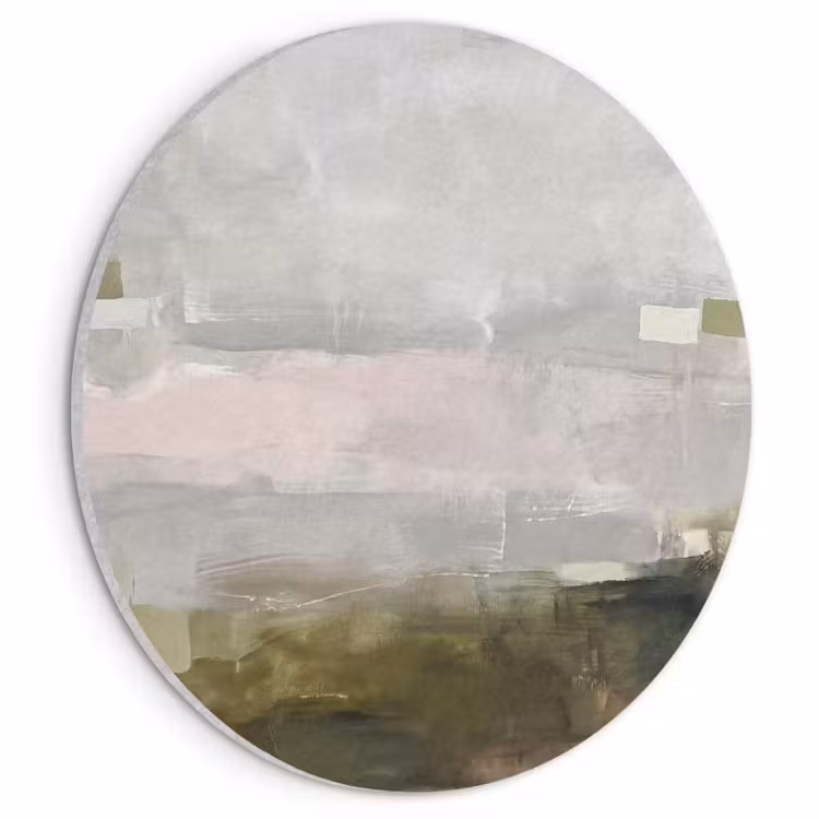 Akoestisch schilderij rond - Abstract - Gelaagd - Kunst - Modern - Grijs-Groen — 1