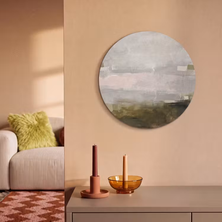 Akoestisch schilderij rond - Abstract - Gelaagd - Kunst - Modern - Grijs-Groen — 3