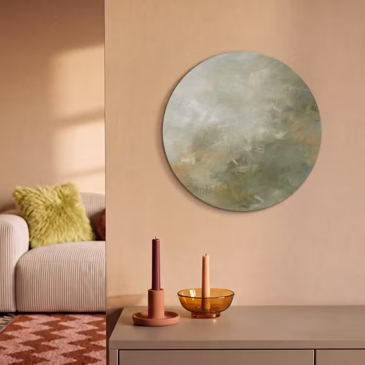 Akoestisch schilderij rond - Abstract - Groen - Beige - Modern - Kunst — 3