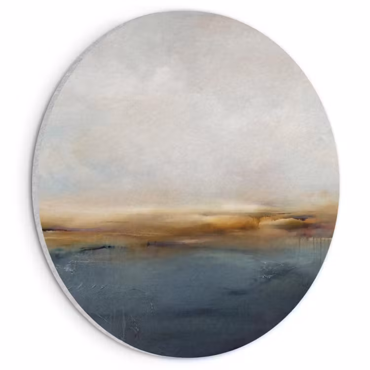 Akoestisch schilderij rond - Abstract - Horizon - Water - Modern - Beige — 1