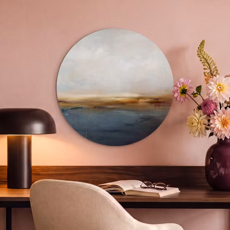 Akoestisch schilderij rond - Abstract - Horizon - Water - Modern - Beige — 2