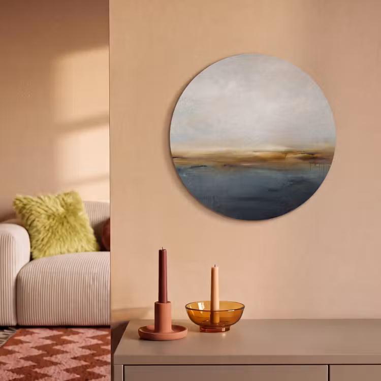 Akoestisch schilderij rond - Abstract - Horizon - Water - Modern - Beige — 3