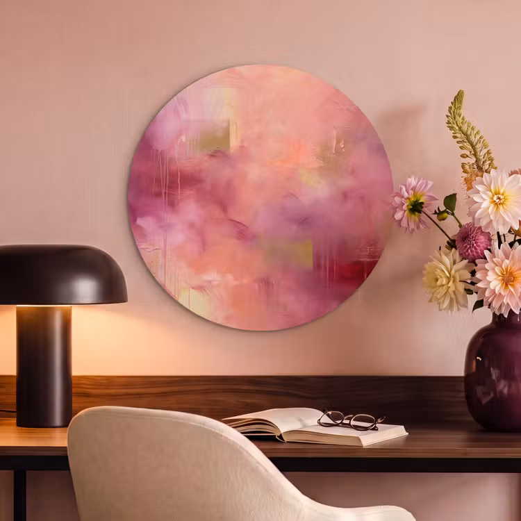 Akoestisch schilderij rond - Abstract - Kleuren - Modern - Roze - Paars — 2
