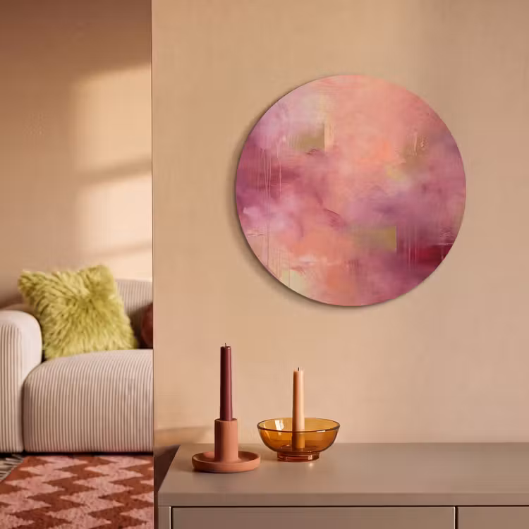 Akoestisch schilderij rond - Abstract - Kleuren - Modern - Roze - Paars — 3