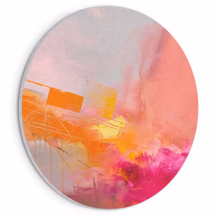 Akoestisch schilderij rond - Abstract - Kleurrijk - Modern - Roze — 1
