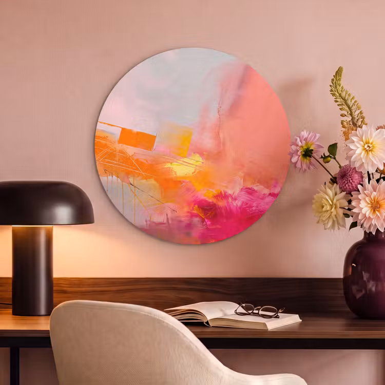 Akoestisch schilderij rond - Abstract - Kleurrijk - Modern - Roze — 2