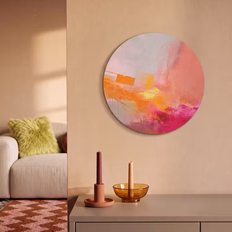 Akoestisch schilderij rond - Abstract - Kleurrijk - Modern - Roze — 3