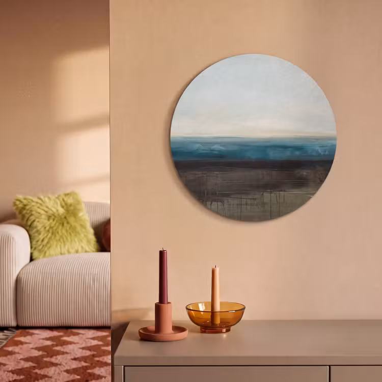 Akoestisch schilderij rond - Abstract - Landschap - Horizon - Blauw - Modern — 3