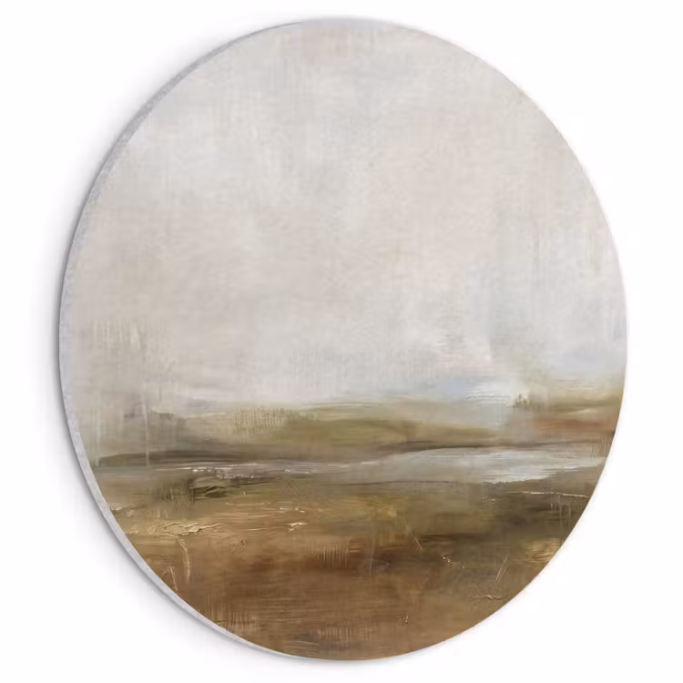 Akoestisch schilderij rond - Abstract - Landschap - Natuur - Beige - Bruin — 1