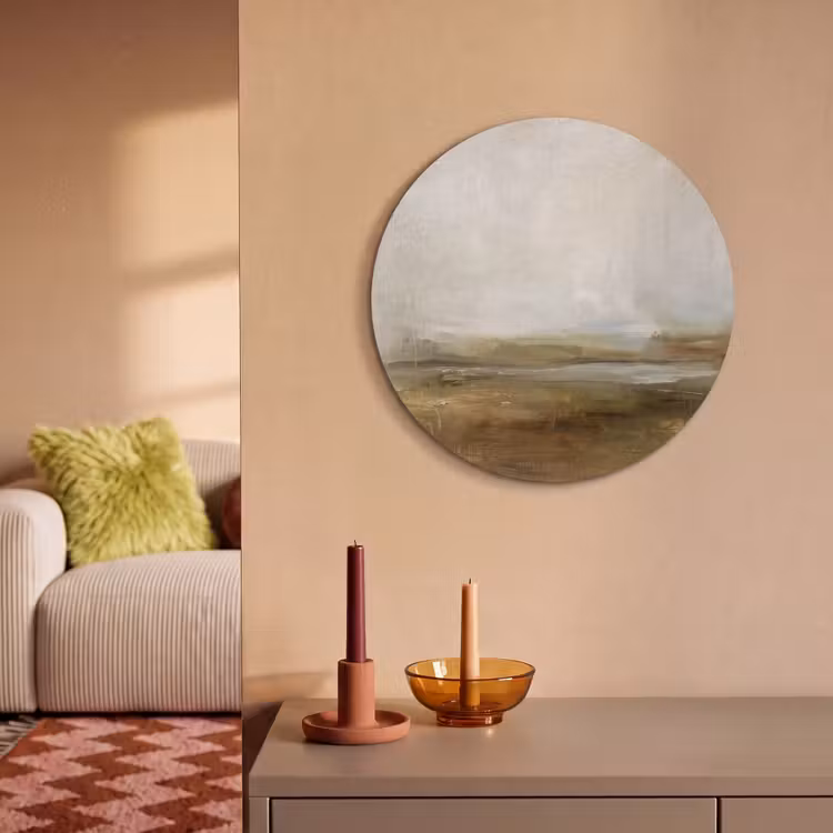 Akoestisch schilderij rond - Abstract - Landschap - Natuur - Beige - Bruin — 3
