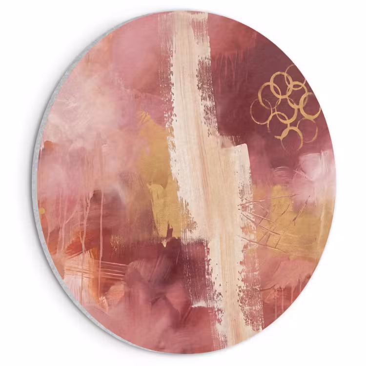 Akoestisch schilderij rond - Abstract - Rood - Goud - Modern - Kunst — 1