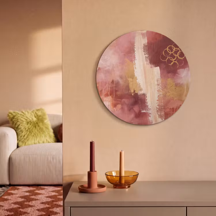 Akoestisch schilderij rond - Abstract - Rood - Goud - Modern - Kunst — 3