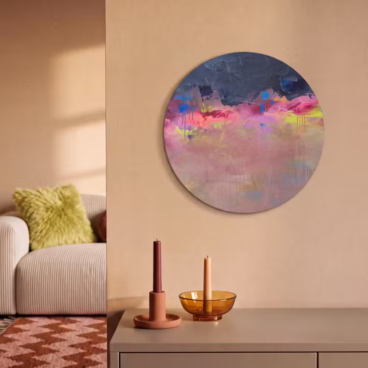 Akoestisch schilderij rond - Abstract - Textuur - Kleuren - Modern - Roze — 3