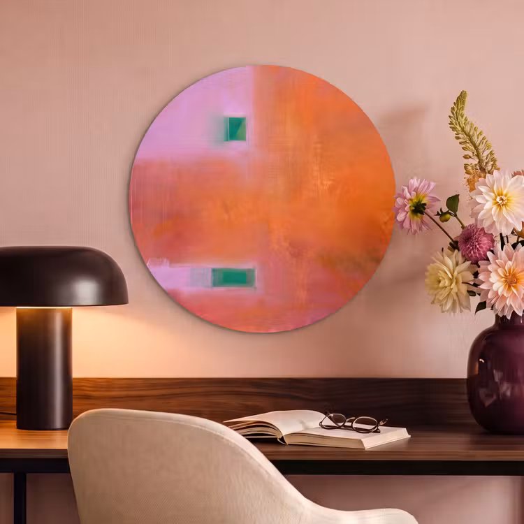 Akoestisch schilderij rond - Abstract - Vlakken - Kunst - Modern - Oranje — 2