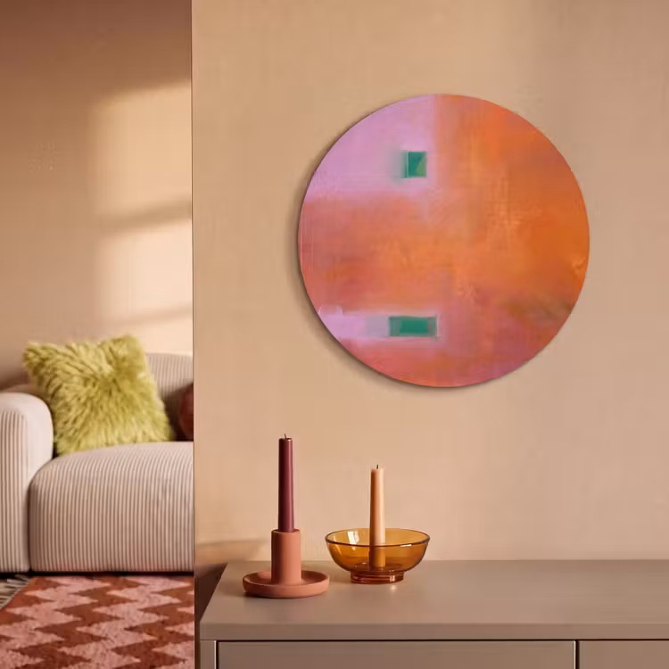 Akoestisch schilderij rond - Abstract - Vlakken - Kunst - Modern - Oranje — 3
