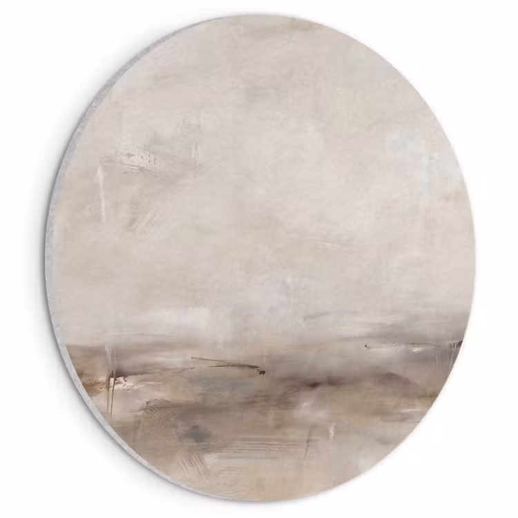 Akoestisch schilderij rond - Abstrakt - Landschap - Modern - Beige - Kunst — 1