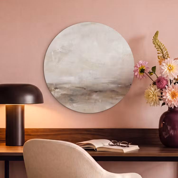Akoestisch schilderij rond - Abstrakt - Landschap - Modern - Beige - Kunst — 2