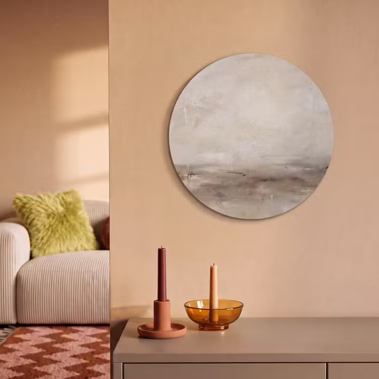 Akoestisch schilderij rond - Abstrakt - Landschap - Modern - Beige - Kunst — 3