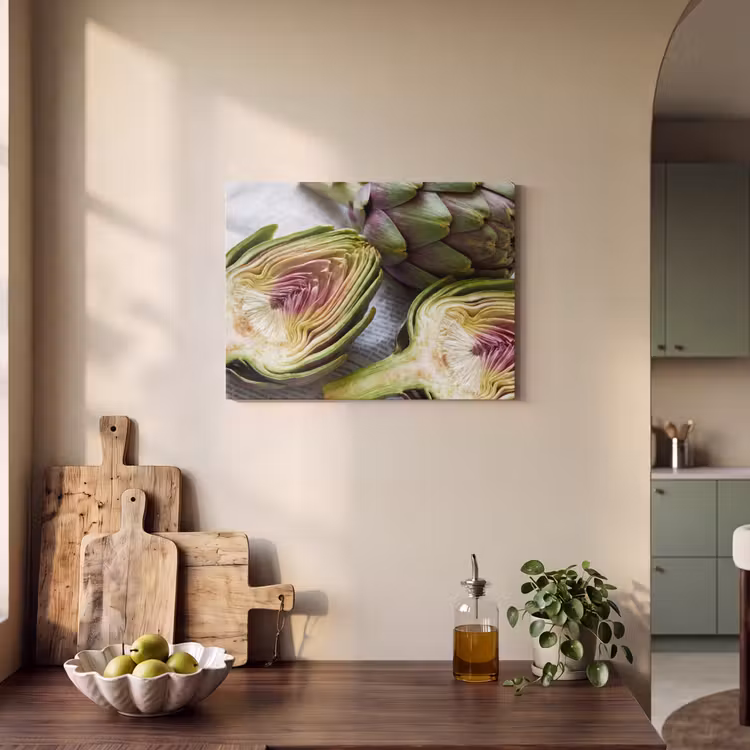 Akoestisch schilderij - Artisjok - Doorgesneden - Eten — 3
