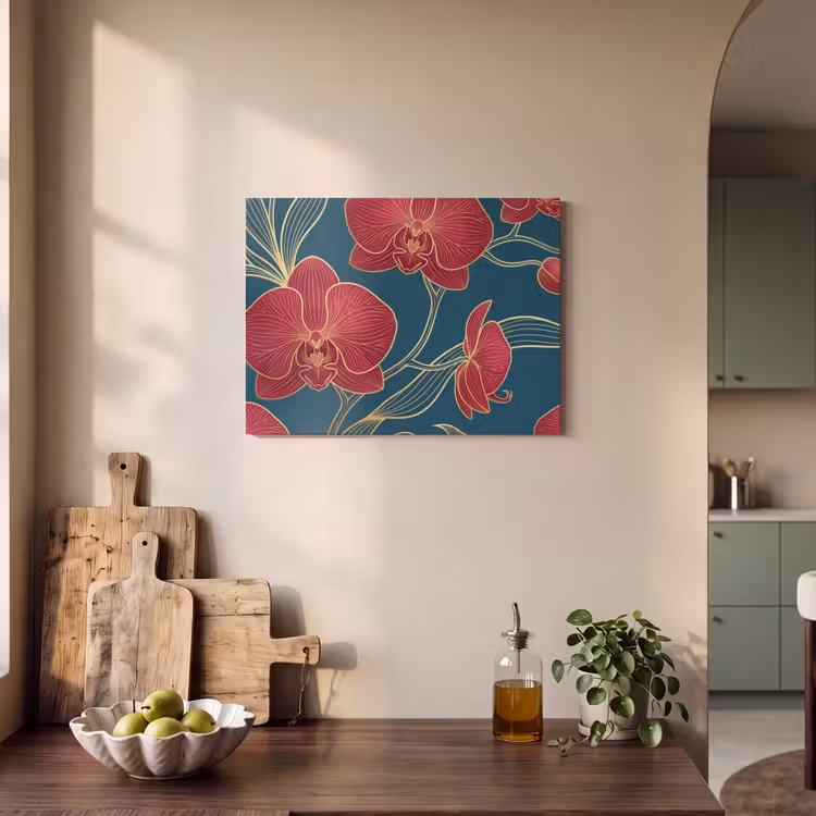 Akoestisch schilderij - Bloemen - Rood - Goud — 3