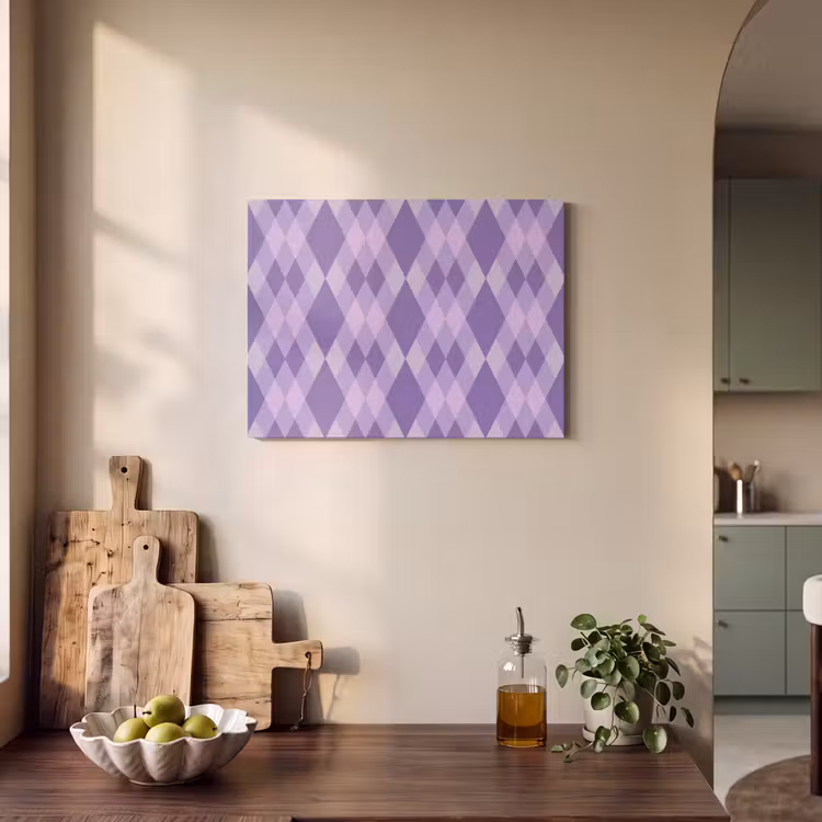 Akoestisch schilderij - Paars - Geometrisch - Ruiten - Argyle - Patroon — 3