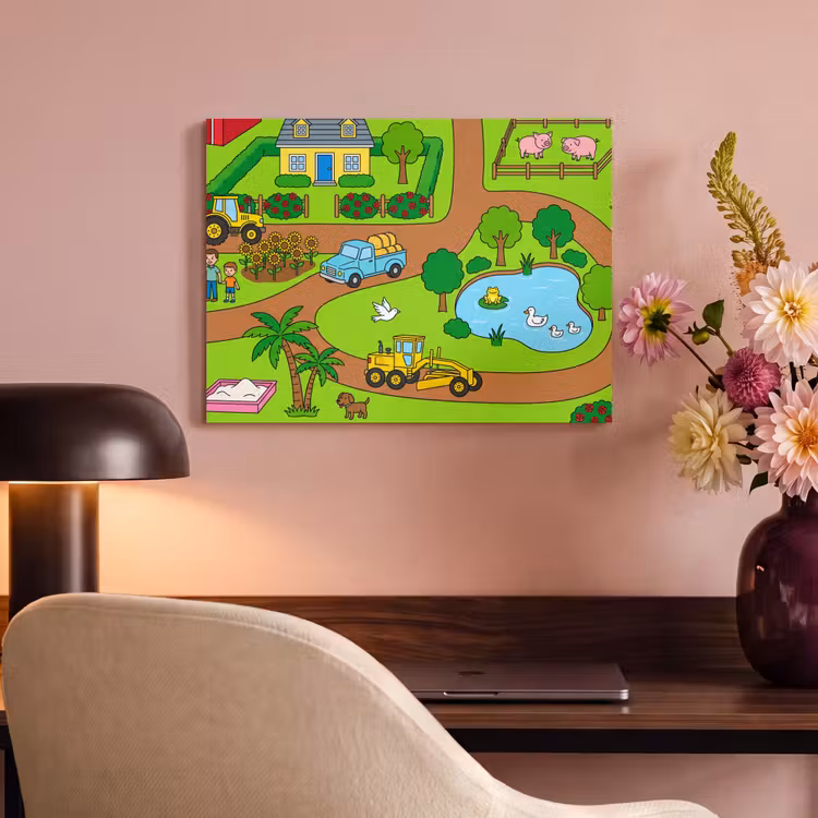 Akoestisch schilderij - Platteland - Dieren - Cartoon — 4